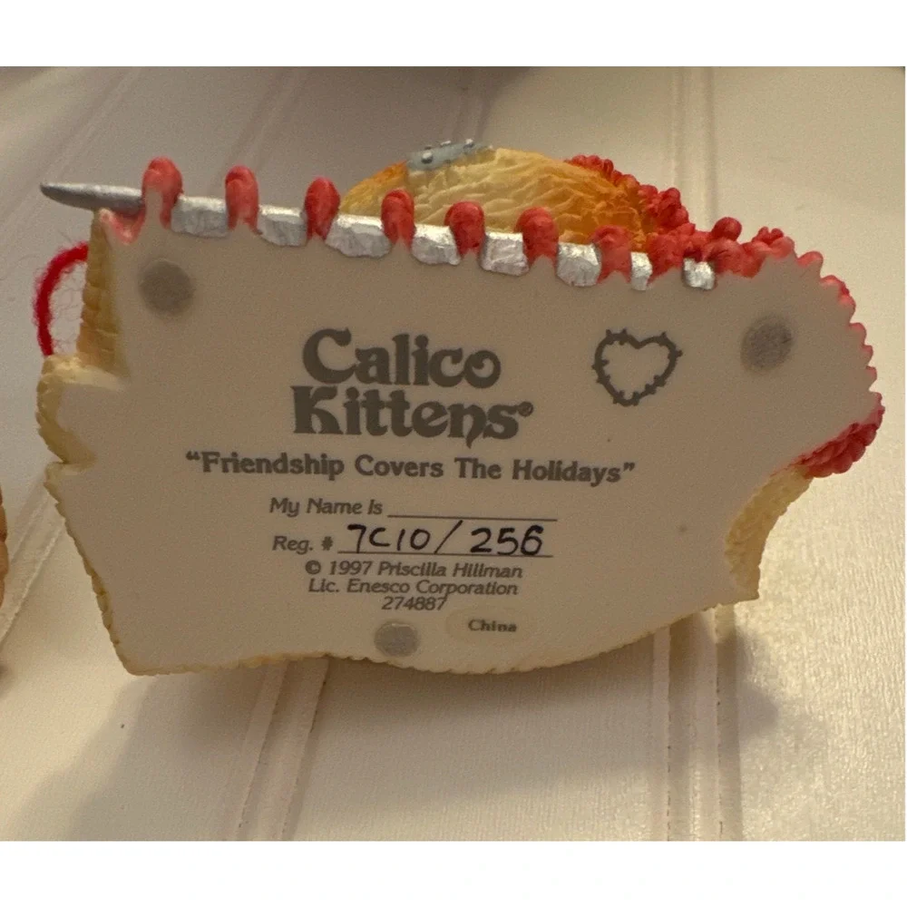 VTG 1997 Priscilla Hillman Enesco Christmas Calico Kittens Lot of 4 in Boxes COA